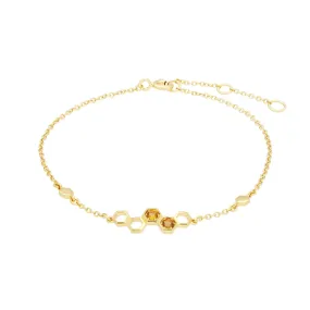 Honeycomb Citrin Armband in 9ct Gelb Gold