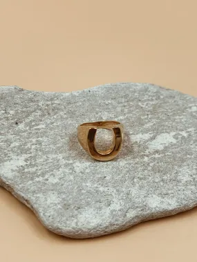 Horseshoe Gold Plated Sterling Silver Signet