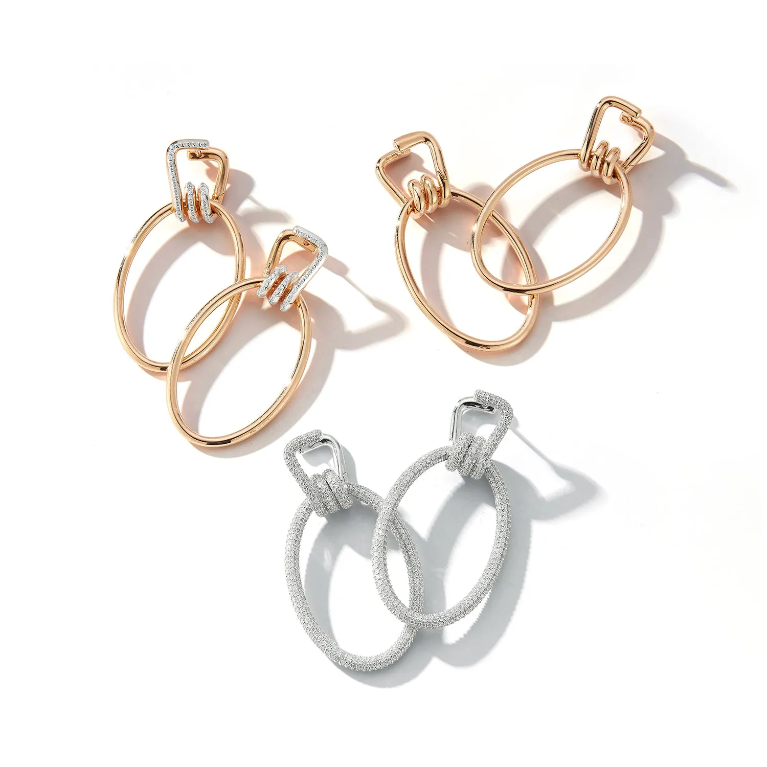 HUXLEY 18K AND DIAMOND COIL LINK EARRINGS