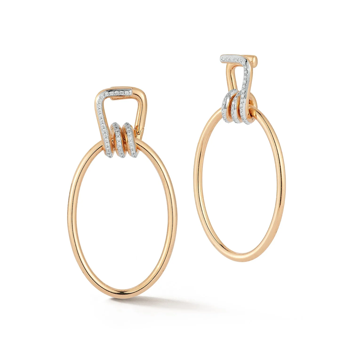 HUXLEY 18K AND DIAMOND COIL LINK EARRINGS