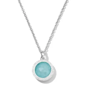 IPPOLITA Lollipop® Sterling Silver Pendant Necklace with Diamonds in Turquoise and Clear Quartz Doublet