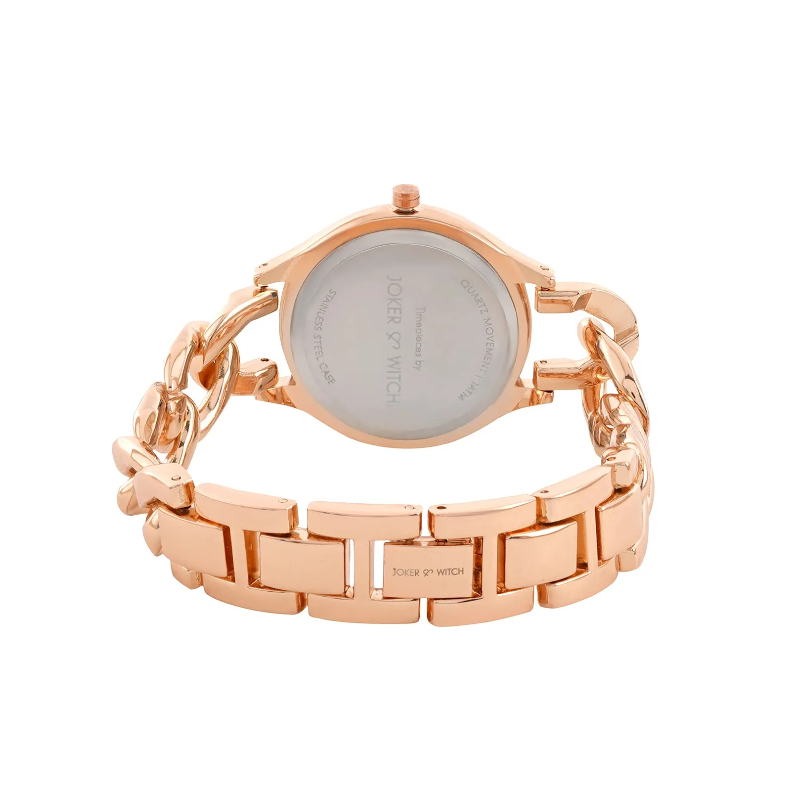 Joker & Witch Vegas Black Dial Rose Gold Metallic Watch
