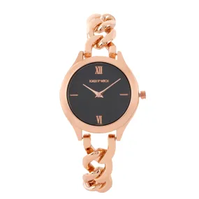 Joker & Witch Vegas Black Dial Rose Gold Metallic Watch