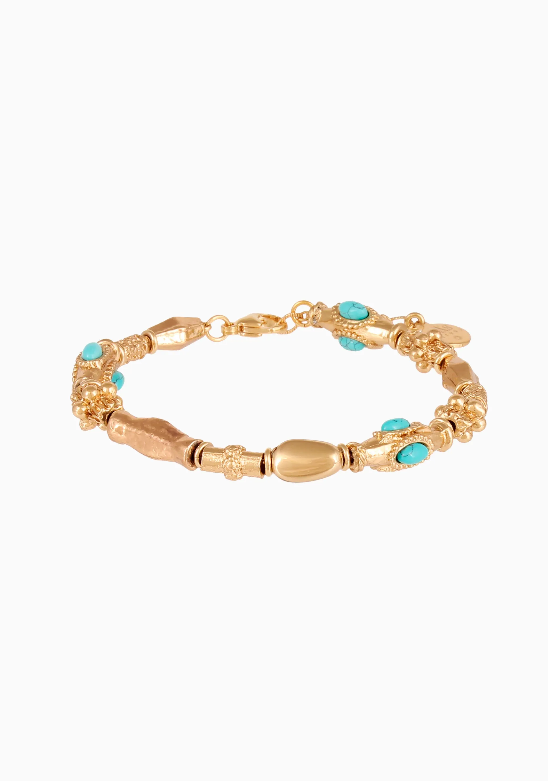 Kali Cabochon Bracelet_Gold Turquoise
