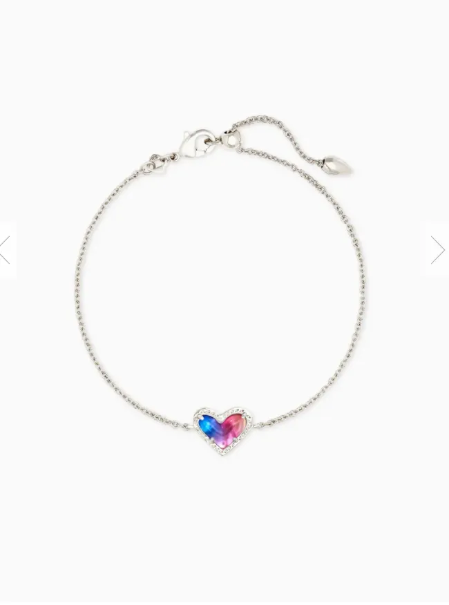 Kendra Scott Ari Heart Silver Chain Bracelet In Watercolor Illusion