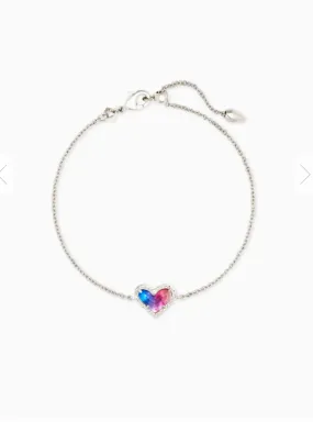 Kendra Scott Ari Heart Silver Chain Bracelet In Watercolor Illusion