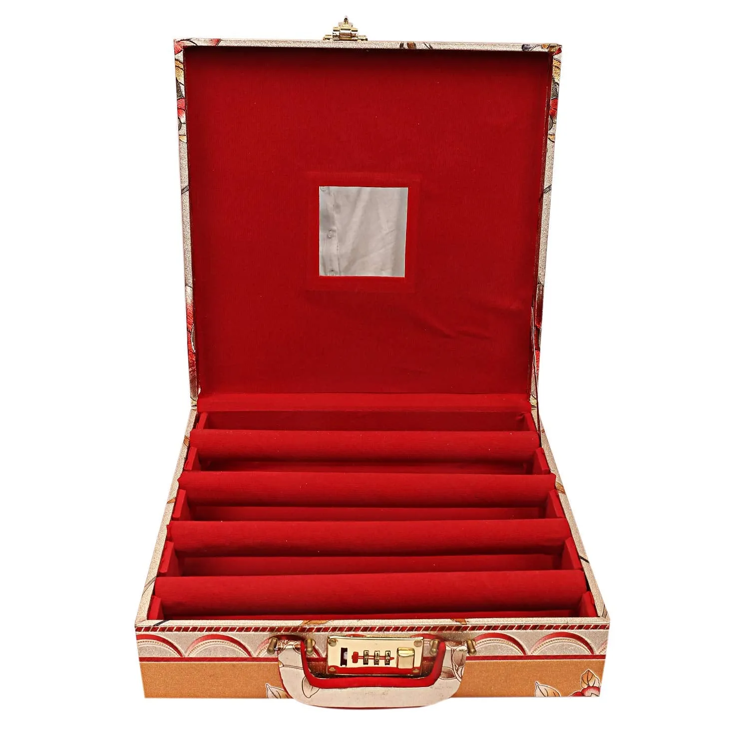 Kuber Industries Four Rod Bangle Box for Women|Storage Box with Lock System|Solid Bangle Organizer (Gold)