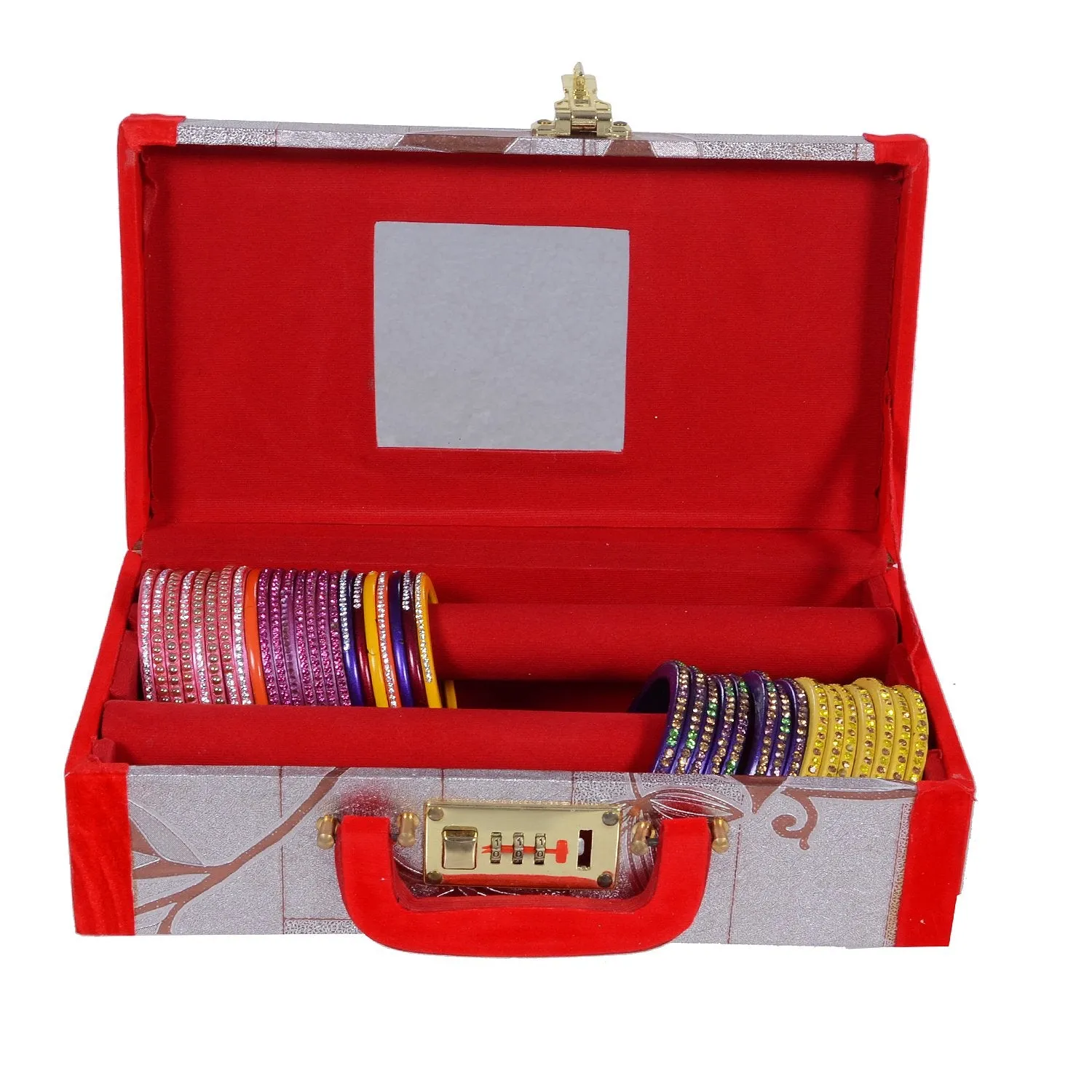 Kuber Industries Wooden 2 Rod Bangle Storage Box (Silver, Standard)