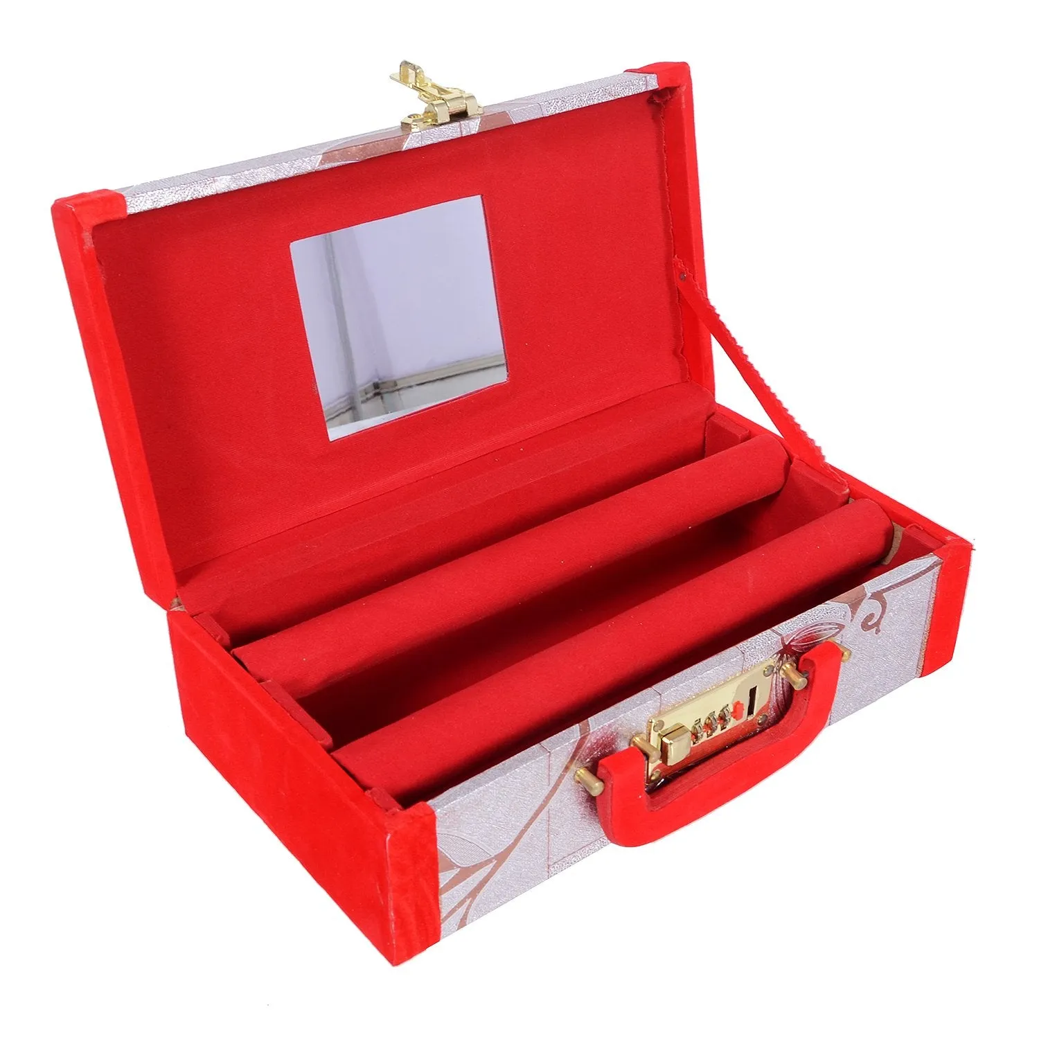 Kuber Industries Wooden 2 Rod Bangle Storage Box (Silver, Standard)
