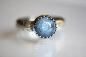 Kyanite Floral Ring, Floral Band, Vintage Floral Ring, Antique Silver Ring, Kyanite Band, Floral Jewelry, Stacking Ring, Thick Floral Ring