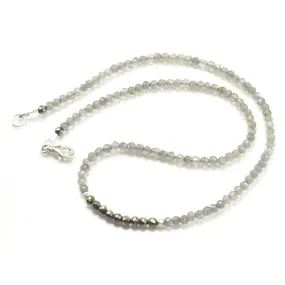 Labradorite and Pyrite Necklace with Sterling Silver Trigger Clasp
