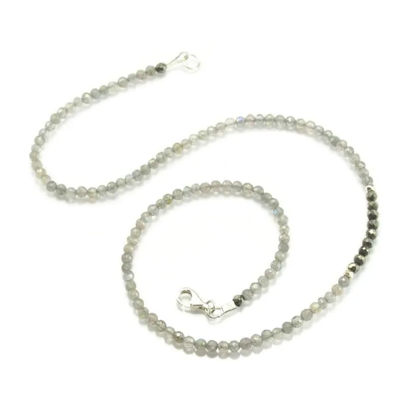Labradorite and Pyrite Necklace with Sterling Silver Trigger Clasp