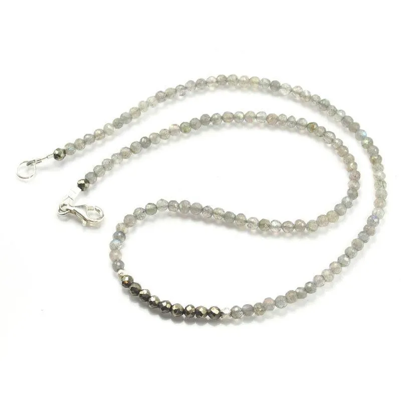 Labradorite and Pyrite Necklace with Sterling Silver Trigger Clasp