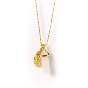 Laced With Kindness Gold Pendent Necklace - Rose Quartz