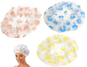 Large (Adult Size) Multipurpose Bathing & Shower Caps - Reusable, Washable (1 Blue, 1 Yellow & 1 Peach Floral) (3pc)