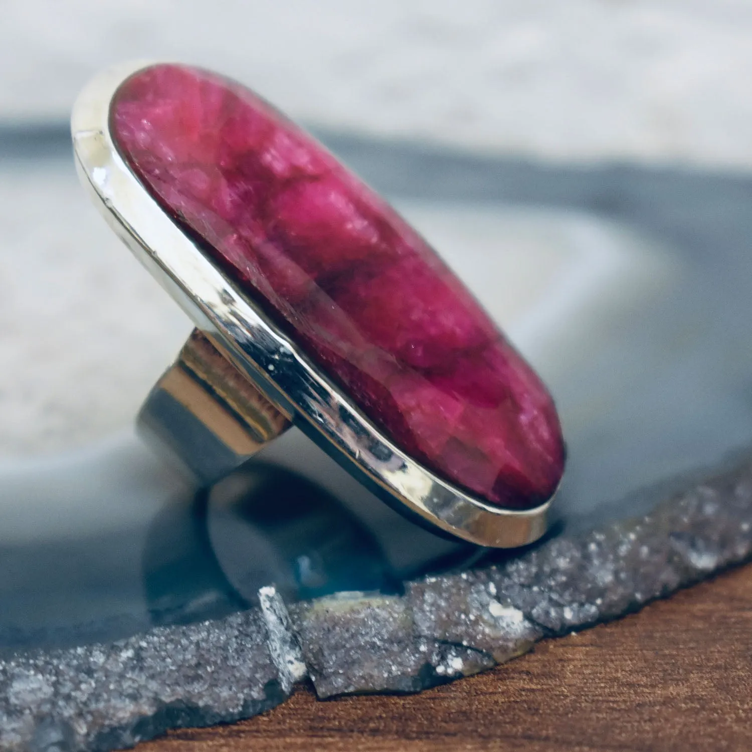 Large Ruby Ring (925) Sterling Silver