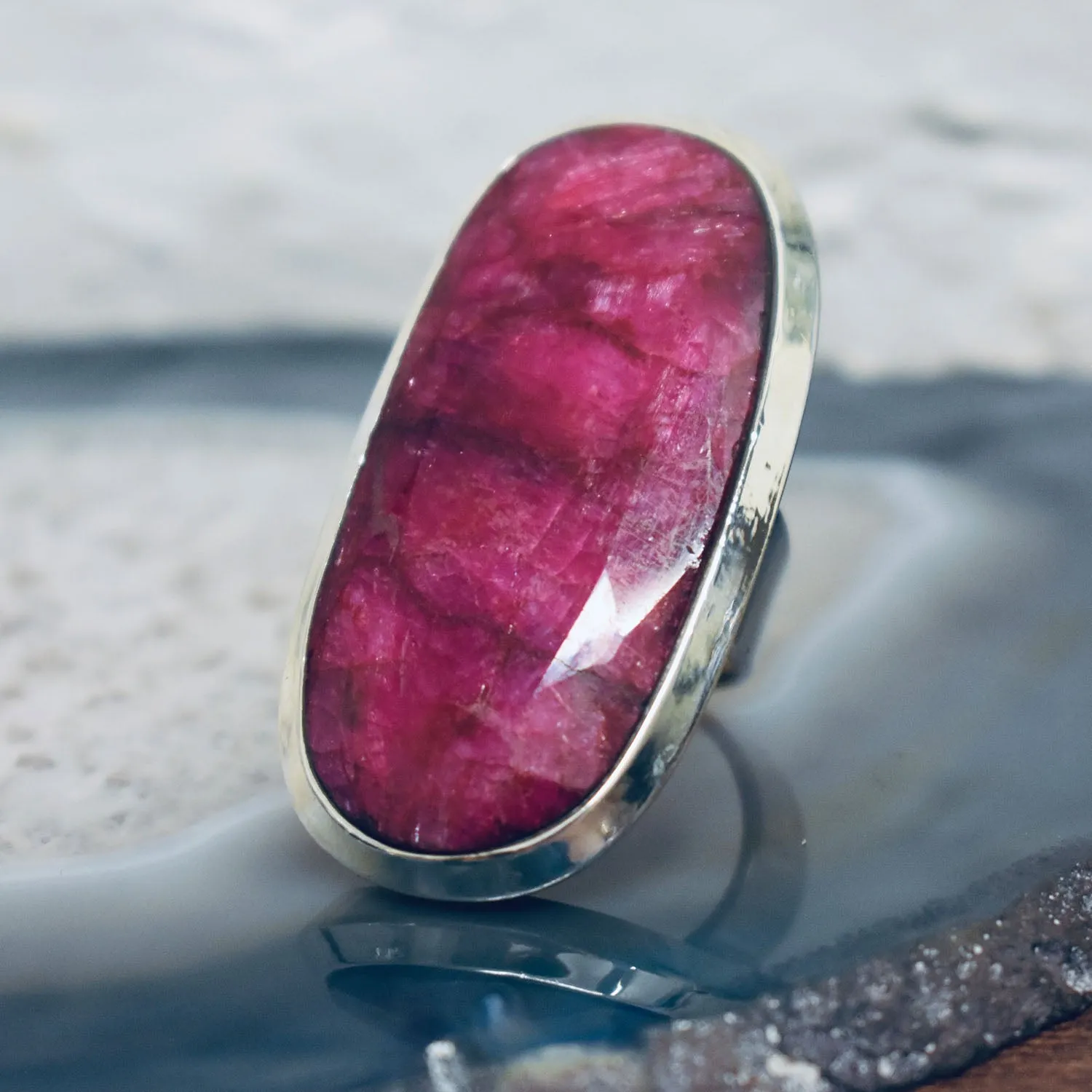 Large Ruby Ring (925) Sterling Silver