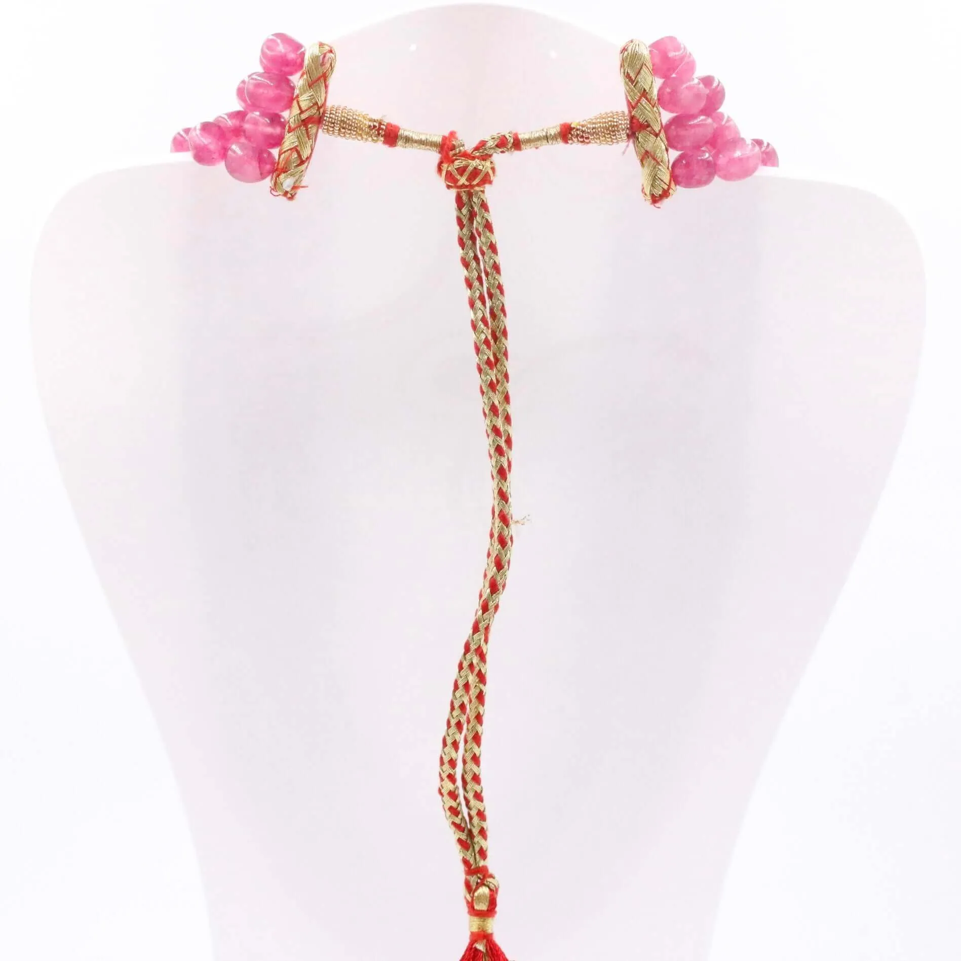Layered Quartz Necklace Fuchsia Quartz Necklace Oval Bead Necklace Long Necklace Sarafa Necklace Gemstone Necklace SKU 6143219