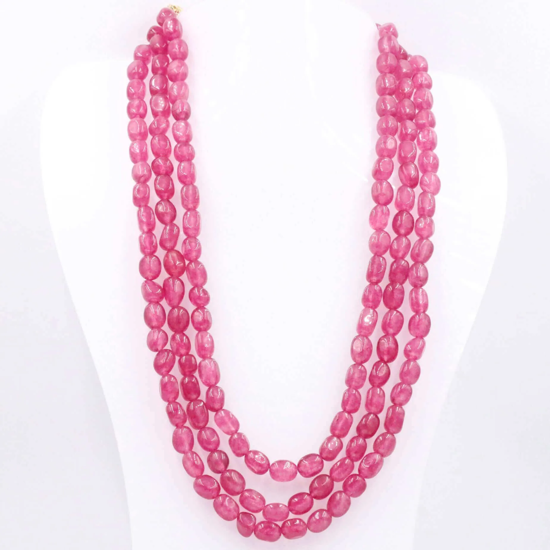 Layered Quartz Necklace Fuchsia Quartz Necklace Oval Bead Necklace Long Necklace Sarafa Necklace Gemstone Necklace SKU 6143219