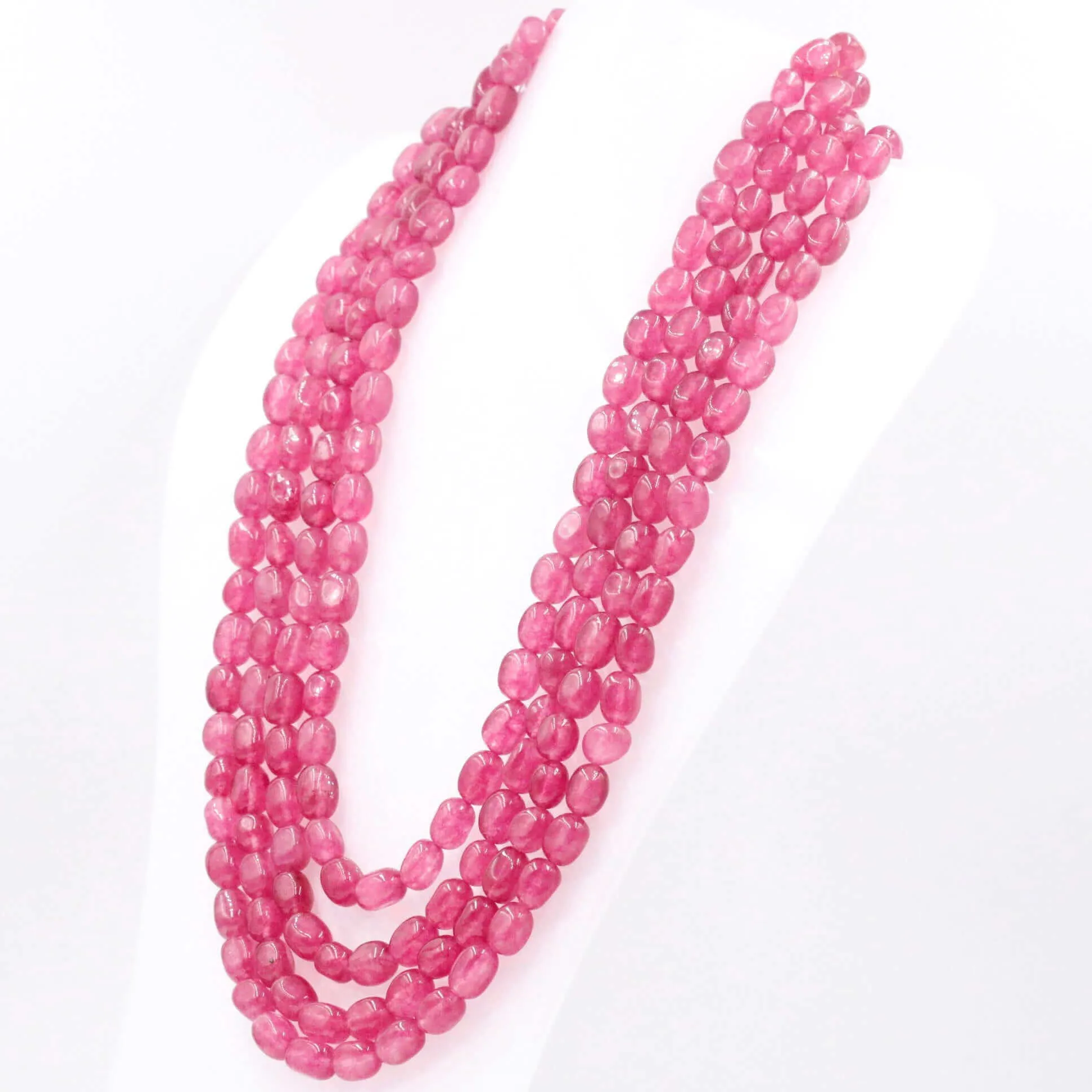 Layered Quartz Necklace Fuchsia Quartz Necklace Oval Bead Necklace Long Necklace Sarafa Necklace Gemstone Necklace SKU 6143219