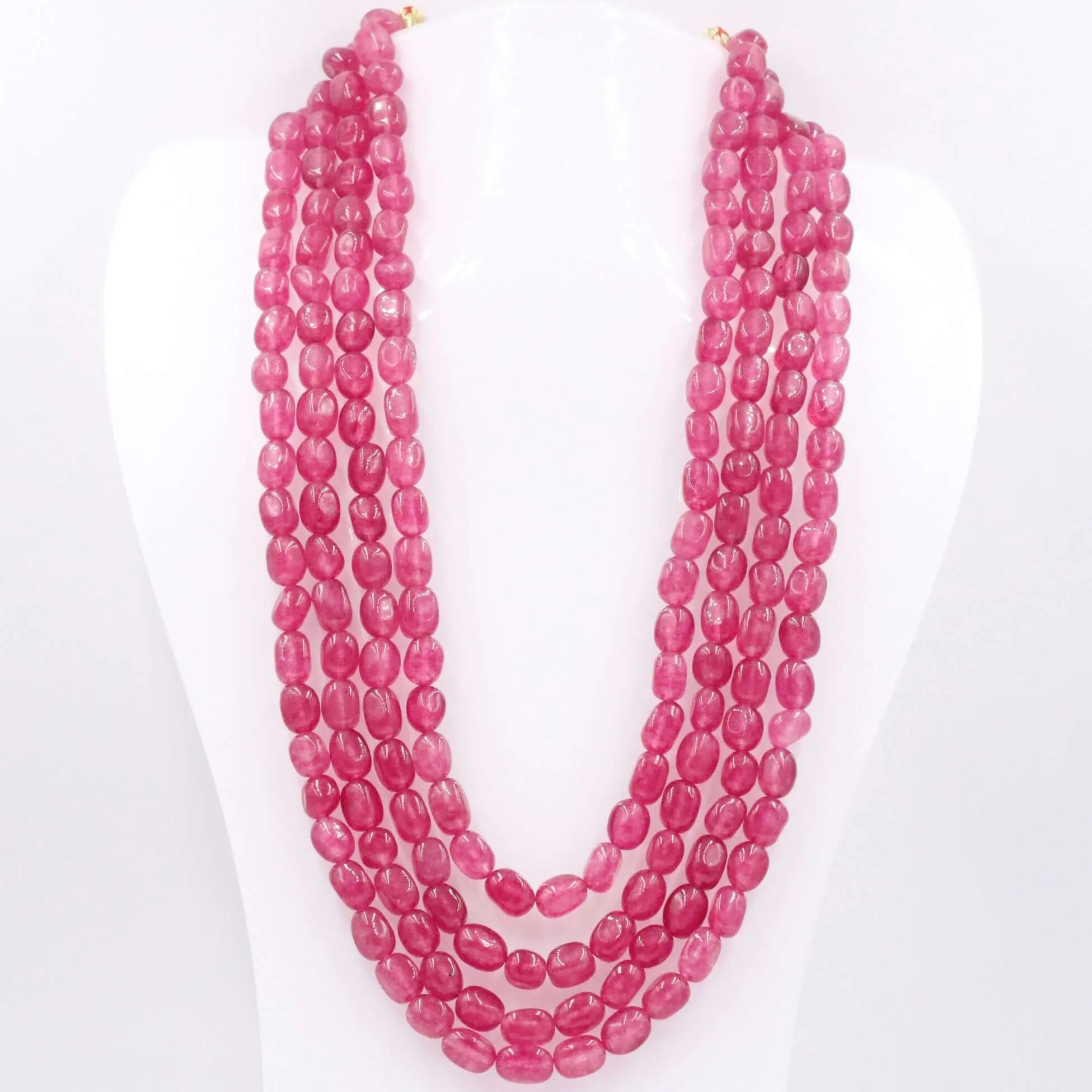 Layered Quartz Necklace Fuchsia Quartz Necklace Oval Bead Necklace Long Necklace Sarafa Necklace Gemstone Necklace SKU 6143219
