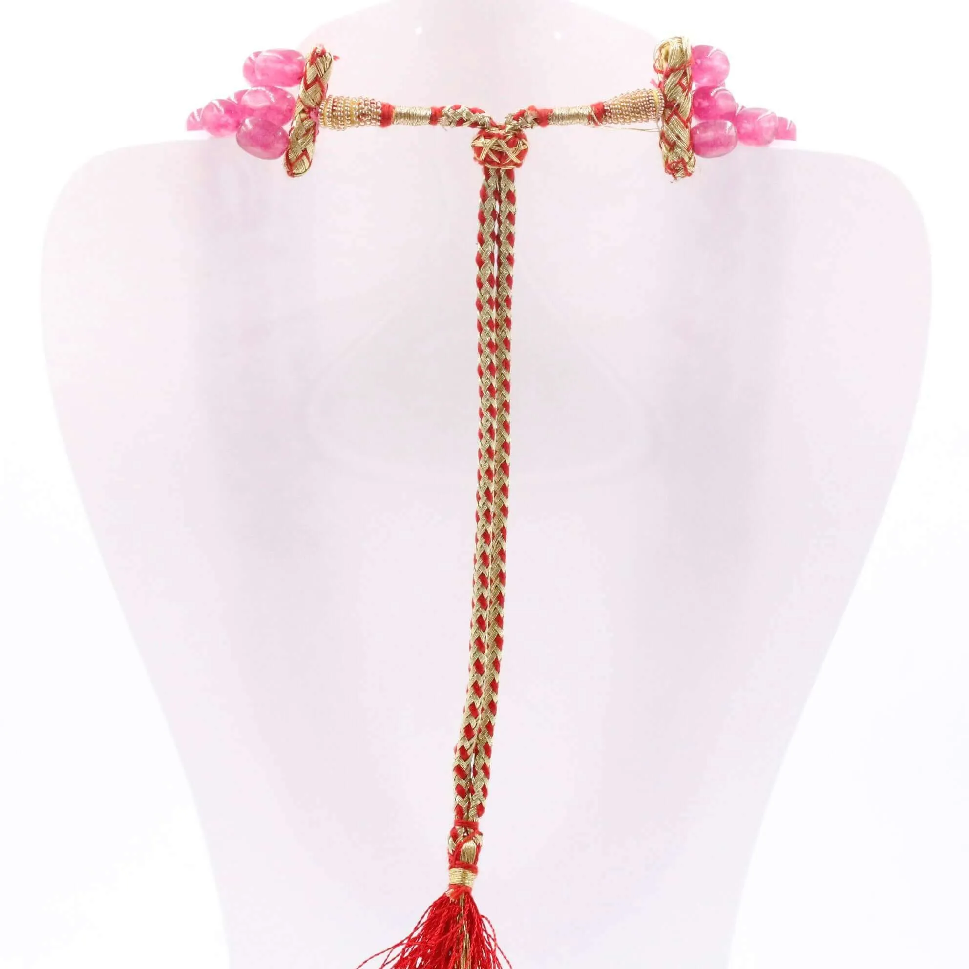 Layered Quartz Necklace Fuchsia Quartz Necklace Oval Bead Necklace Long Necklace Sarafa Necklace Gemstone Necklace SKU 6143219