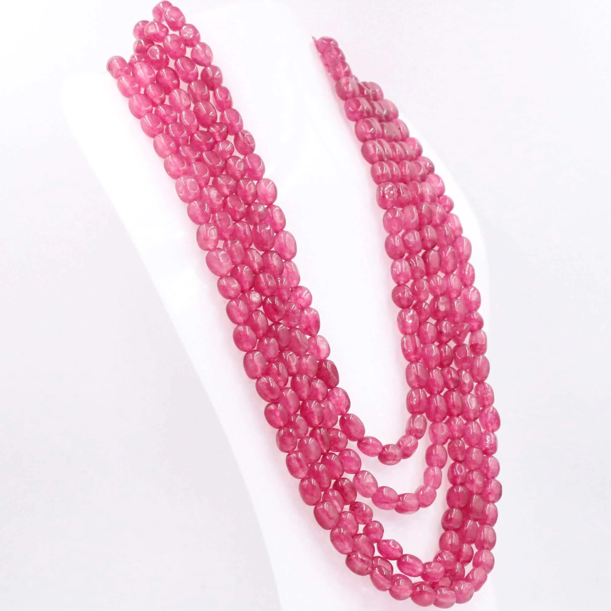 Layered Quartz Necklace Fuchsia Quartz Necklace Oval Bead Necklace Long Necklace Sarafa Necklace Gemstone Necklace SKU 6143219