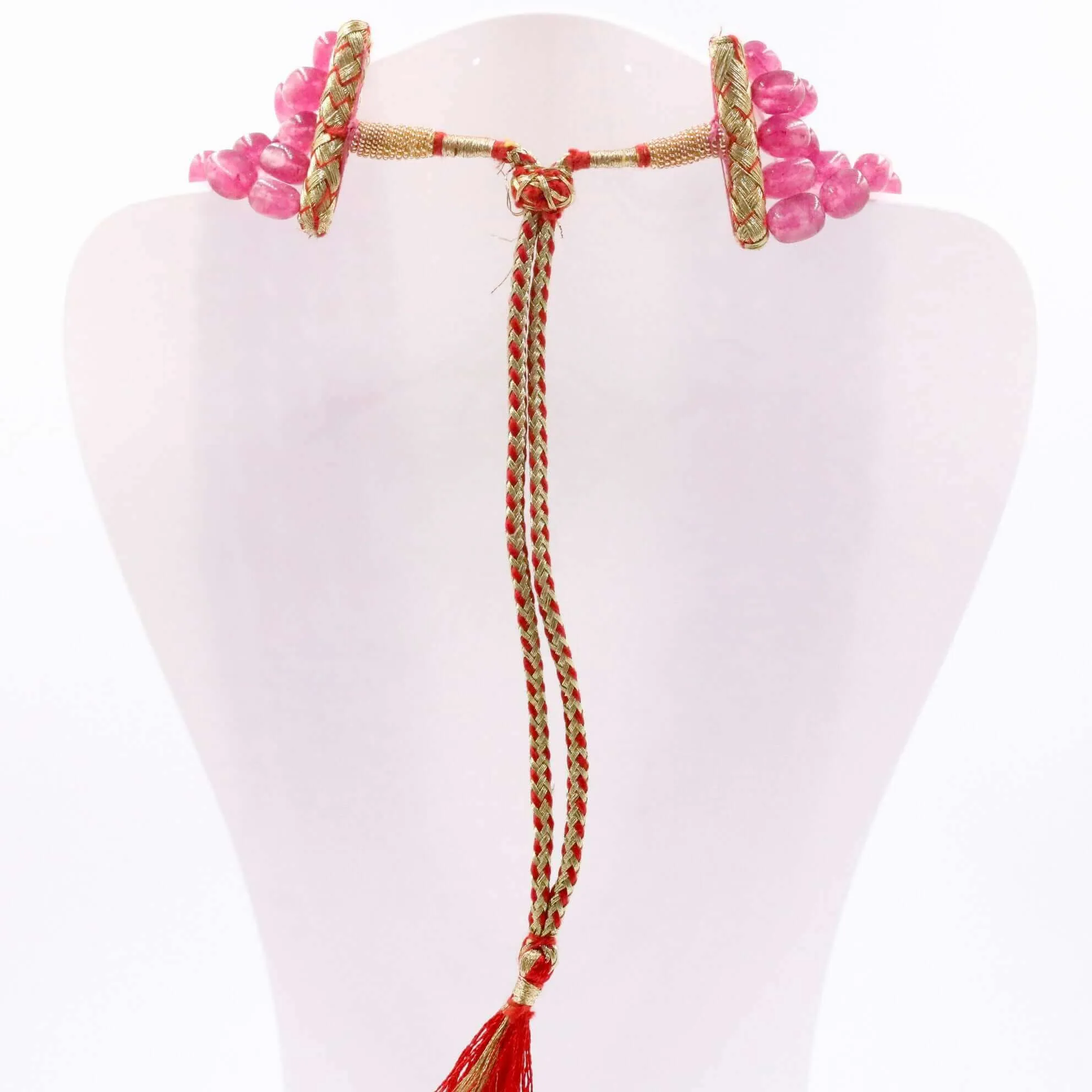 Layered Quartz Necklace Fuchsia Quartz Necklace Oval Bead Necklace Long Necklace Sarafa Necklace Gemstone Necklace SKU 6143219