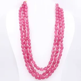 Layered Quartz Necklace Fuchsia Quartz Necklace Oval Bead Necklace Long Necklace Sarafa Necklace Gemstone Necklace SKU 6143219