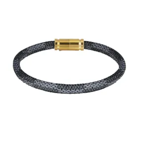 Leather Striped Stainless Steel Magnetic Bracelet (Circumference 20.5cm) 皮革條紋不銹鋼磁扣手鍊 (鍊長 20.5cm) KJBR16261