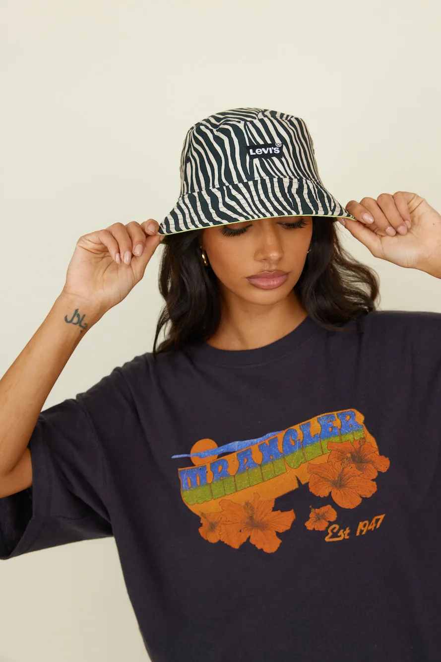 LEVI'S Reversible Bucket Hat Black And Ecru