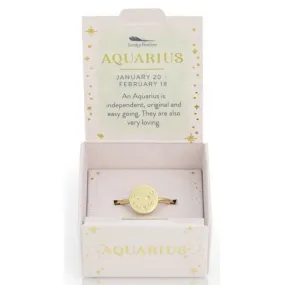 Lucky Feather Zodiac Signet Ring - Aquarius