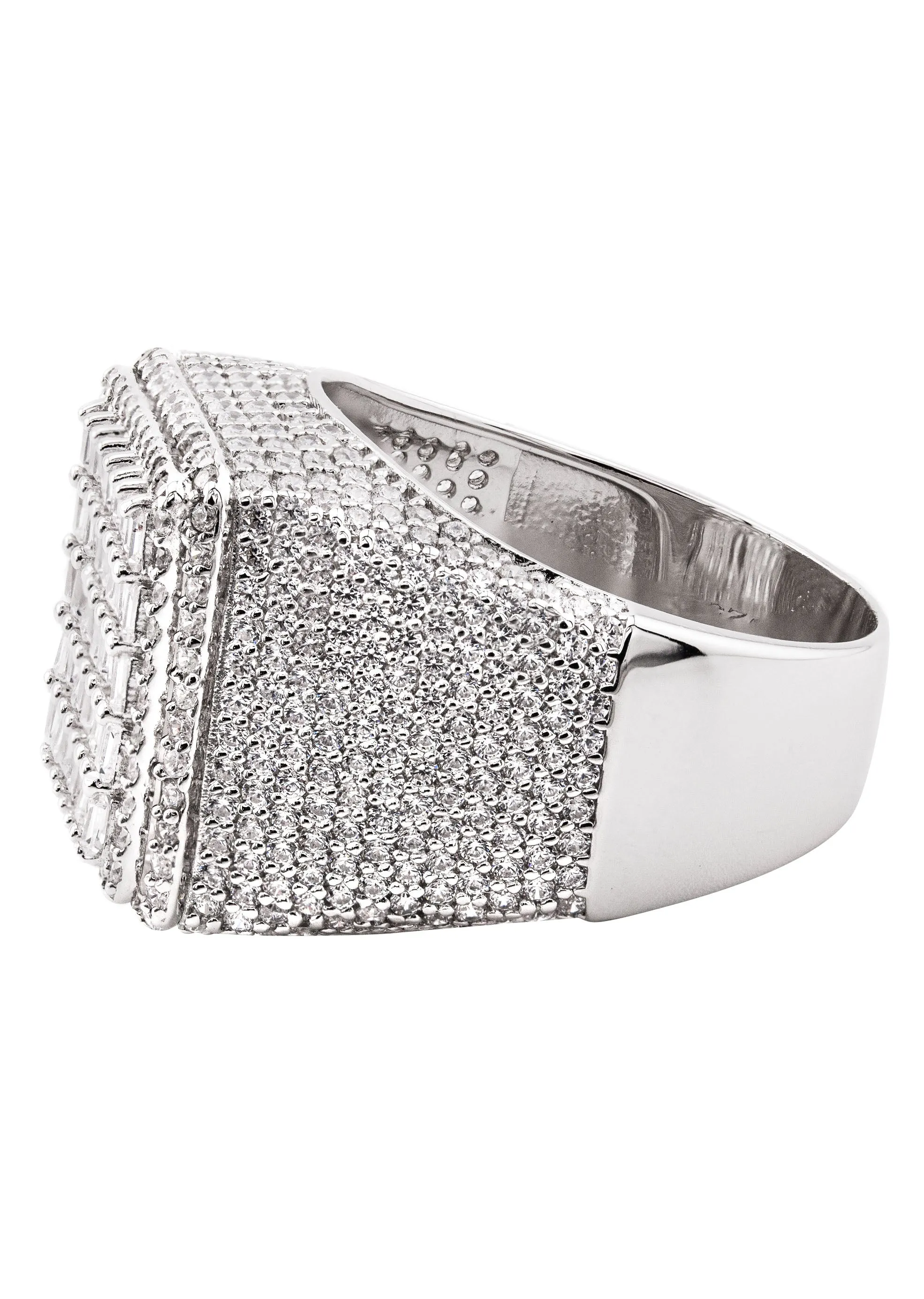 Mens Silver CZ Signet Ring | Appx 10 Grams