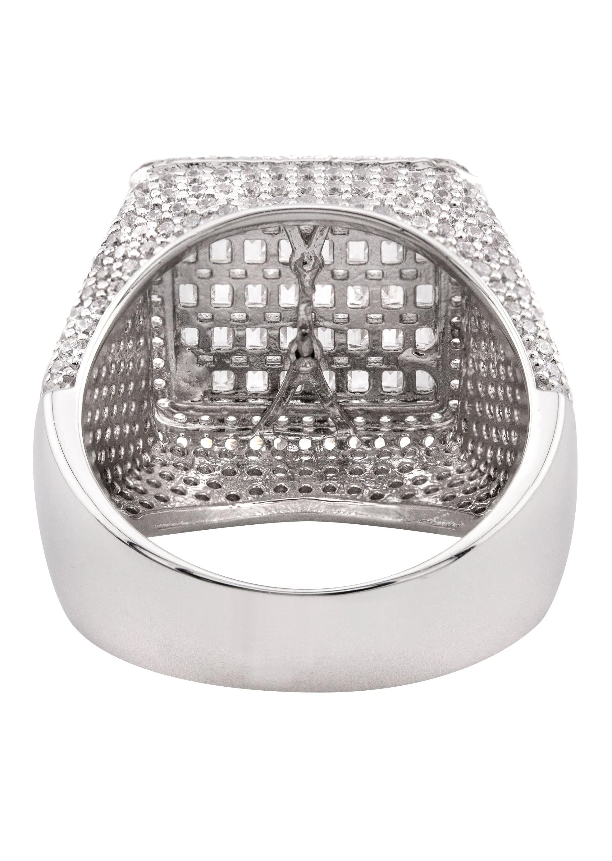 Mens Silver CZ Signet Ring | Appx 10 Grams