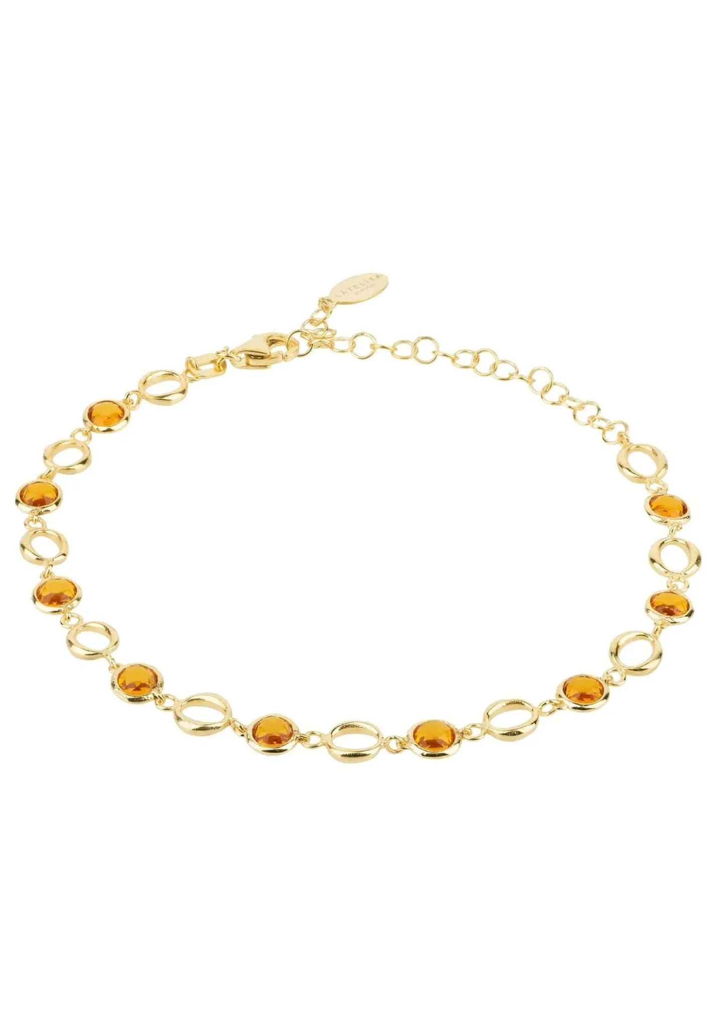 Milan Link Gemstone Bracelet Gold Citrine