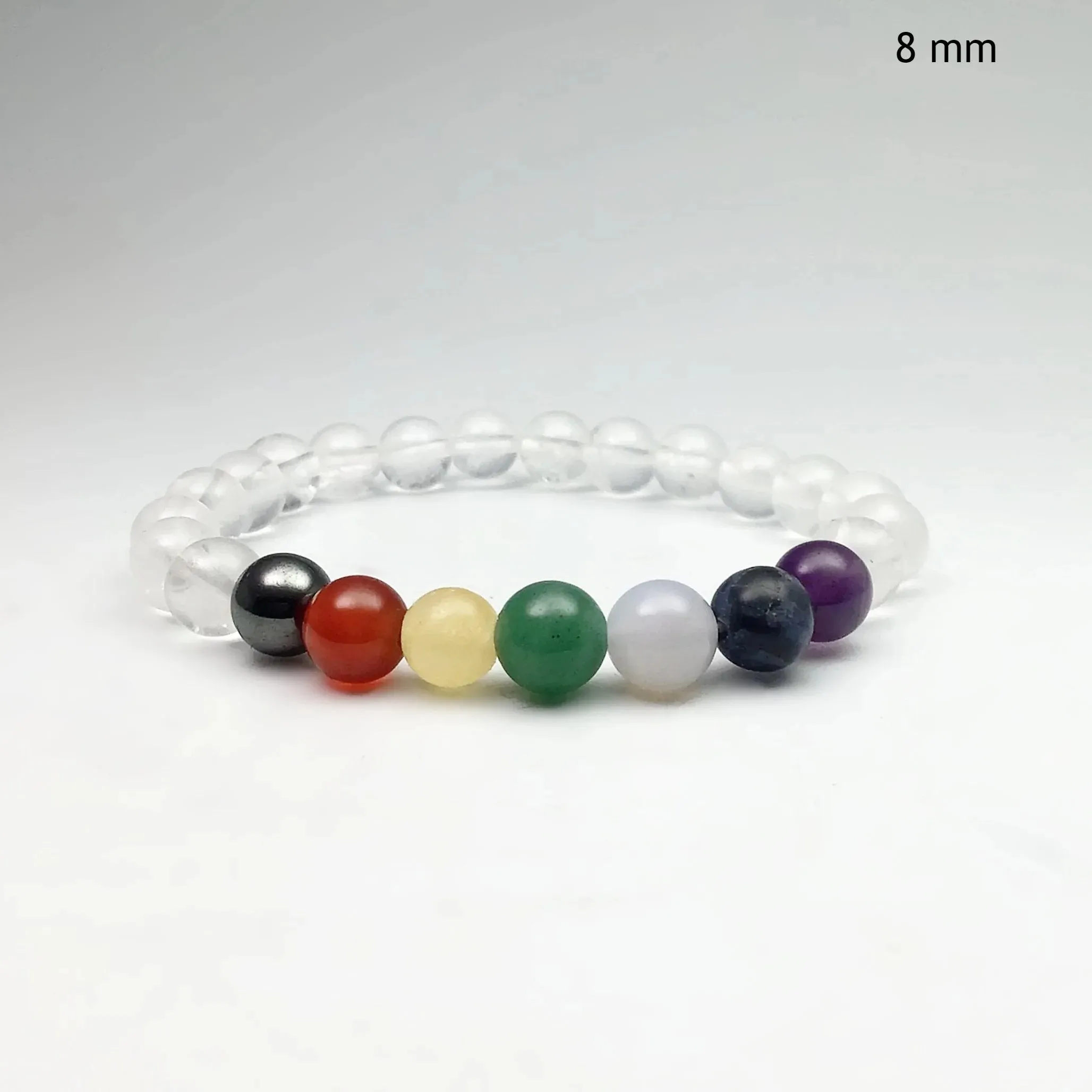 Milky Quartz Beaded Bracelet with Chakra Beads