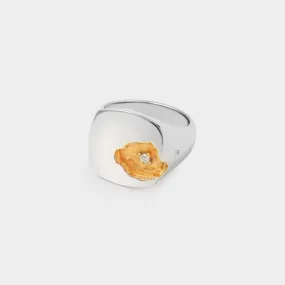 Mined L Ring - Tom Wood - Silver/14K Gold