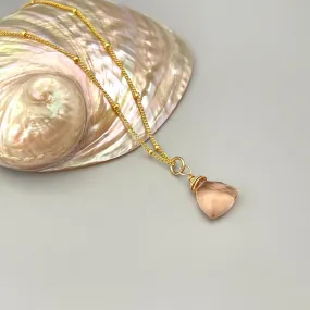 Morganite Necklace 14k gold fill, Rose Gold, Sterling Silver peach pink quartz