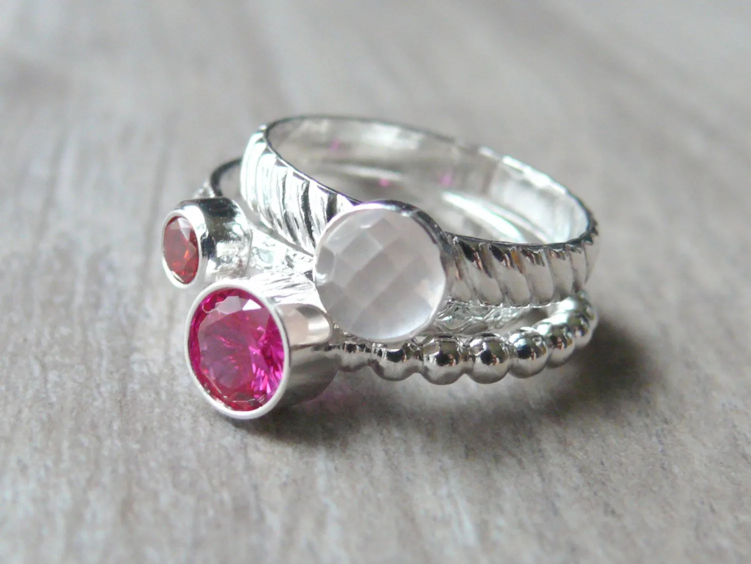 Mothers ring • Sterling silver stacking ring set