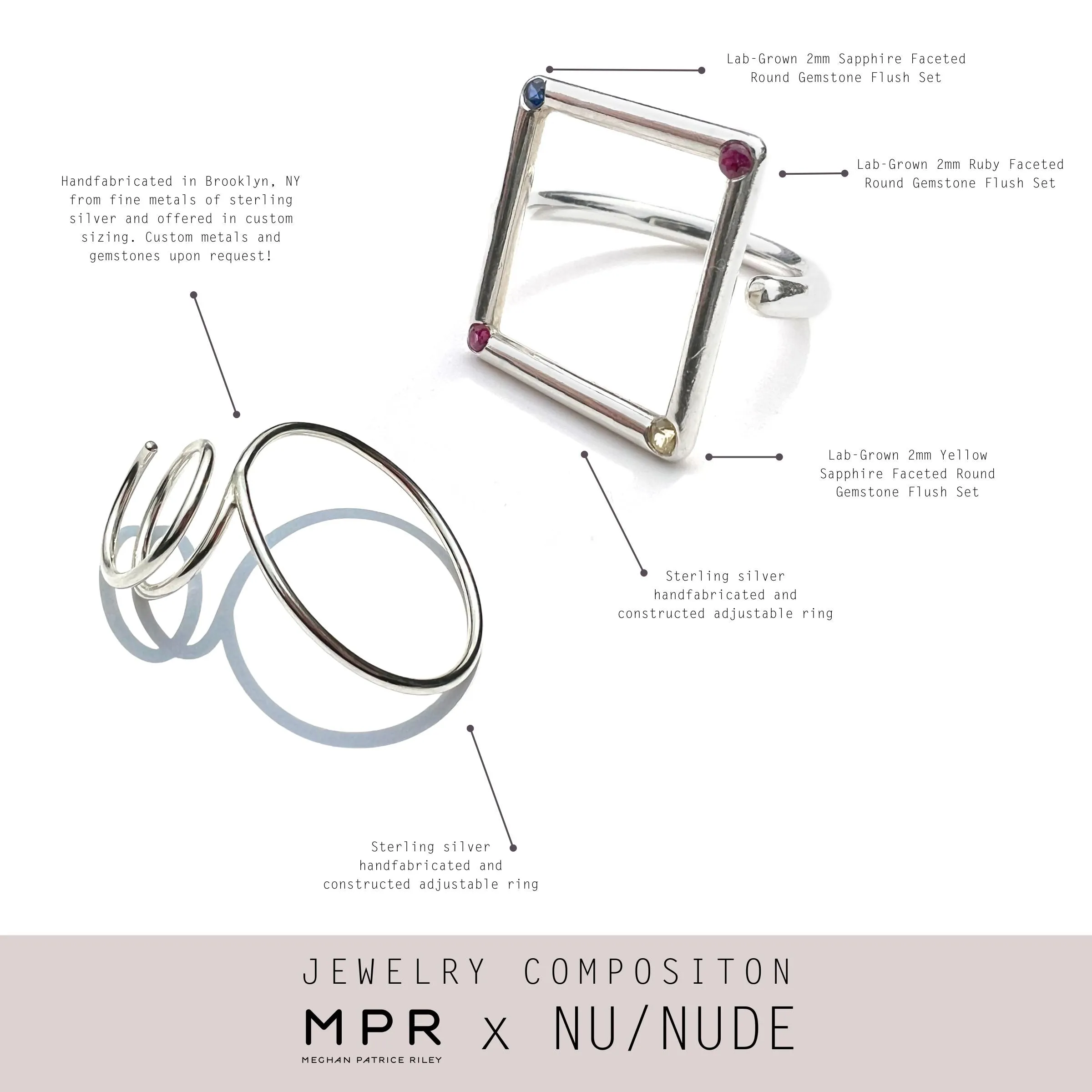 MPR x NU/NUDE Square Ring with Stones