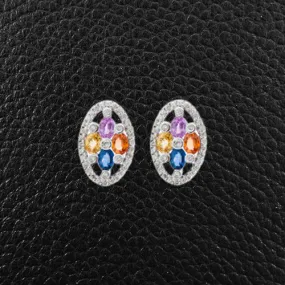 Multi-color Sapphire & Diamond Earrings