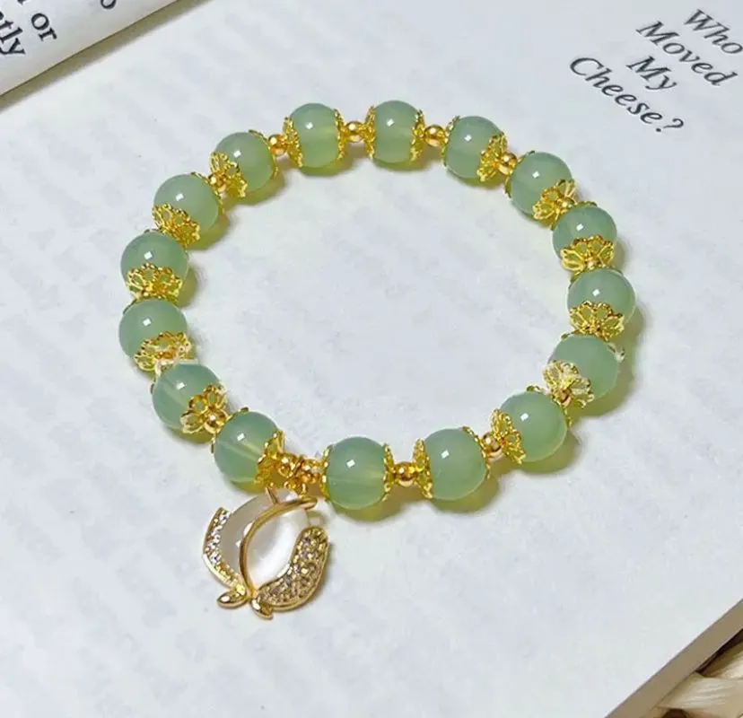 Natural Jade Double Layer Chain Bracelet for Women With Gift Box