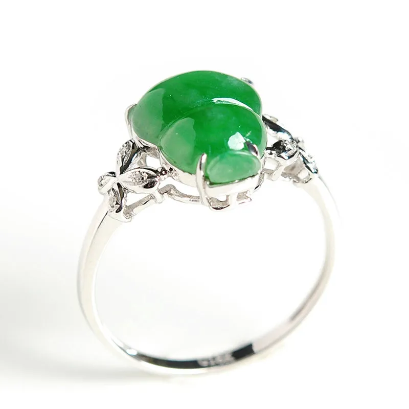 Natural Jade Ring Jadeite Gold Gourd Ring RG37