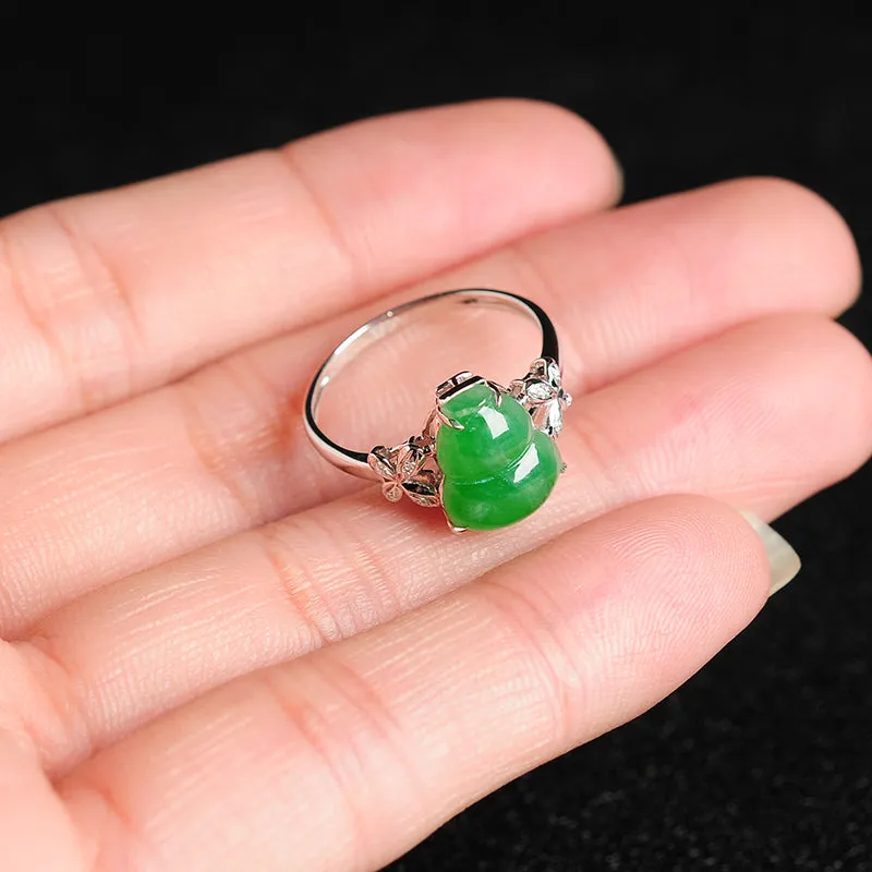 Natural Jade Ring Jadeite Gold Gourd Ring RG37