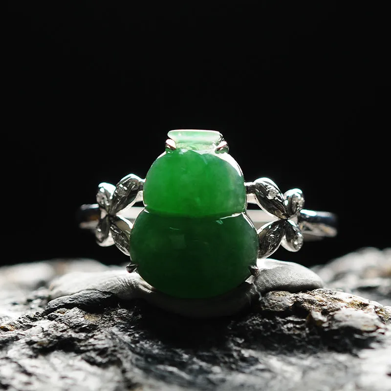 Natural Jade Ring Jadeite Gold Gourd Ring RG37