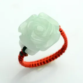 Natural Jade Ring Jadeite Rose Flower Ring WR20