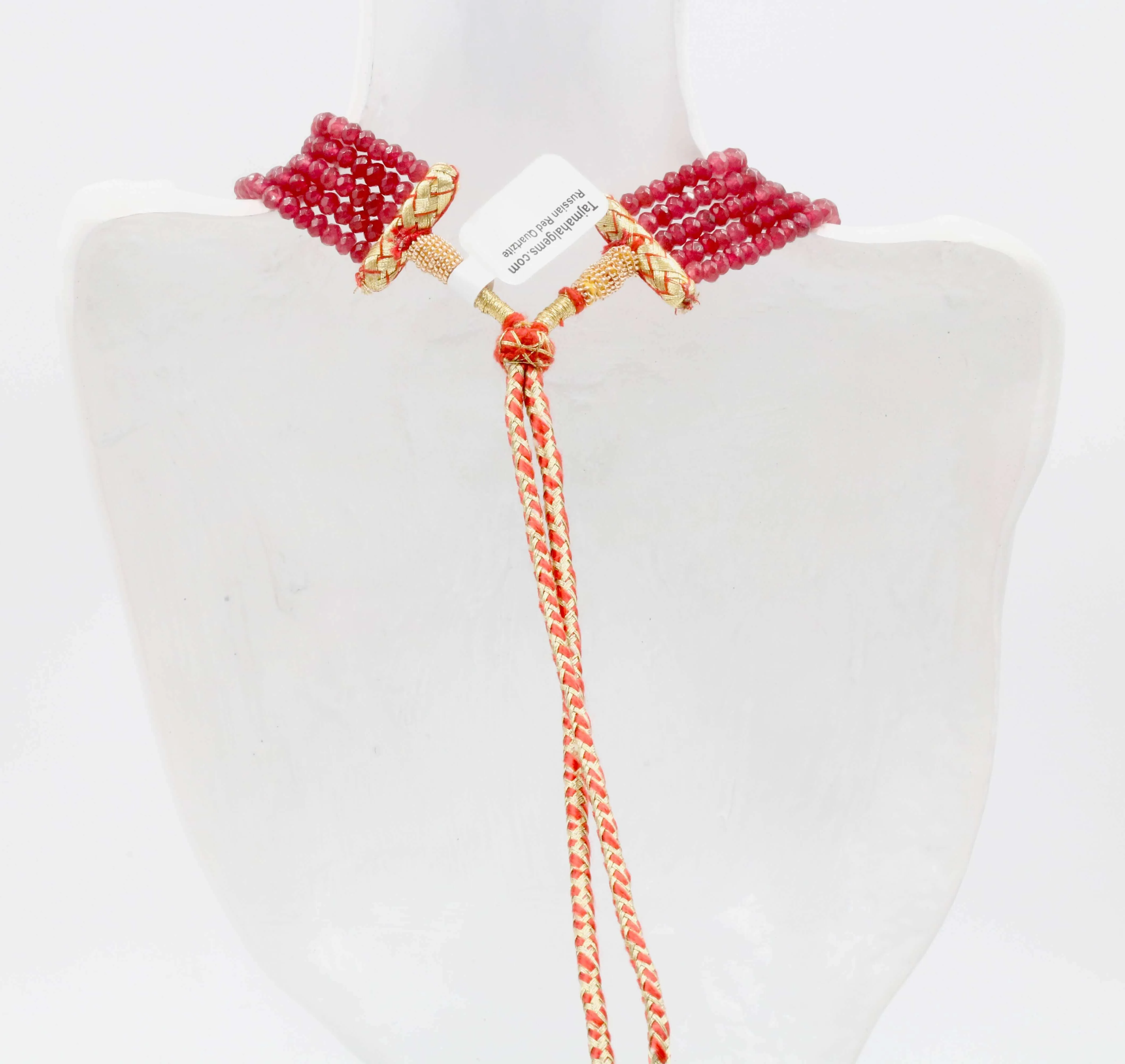 Natural Red Quartz Gemstone Necklace 16-22 Inches Adjustable Jewelry Quartz stone Necklace Red Quartz RD Necklace Quartz Beads SKU: 6142177,6142178