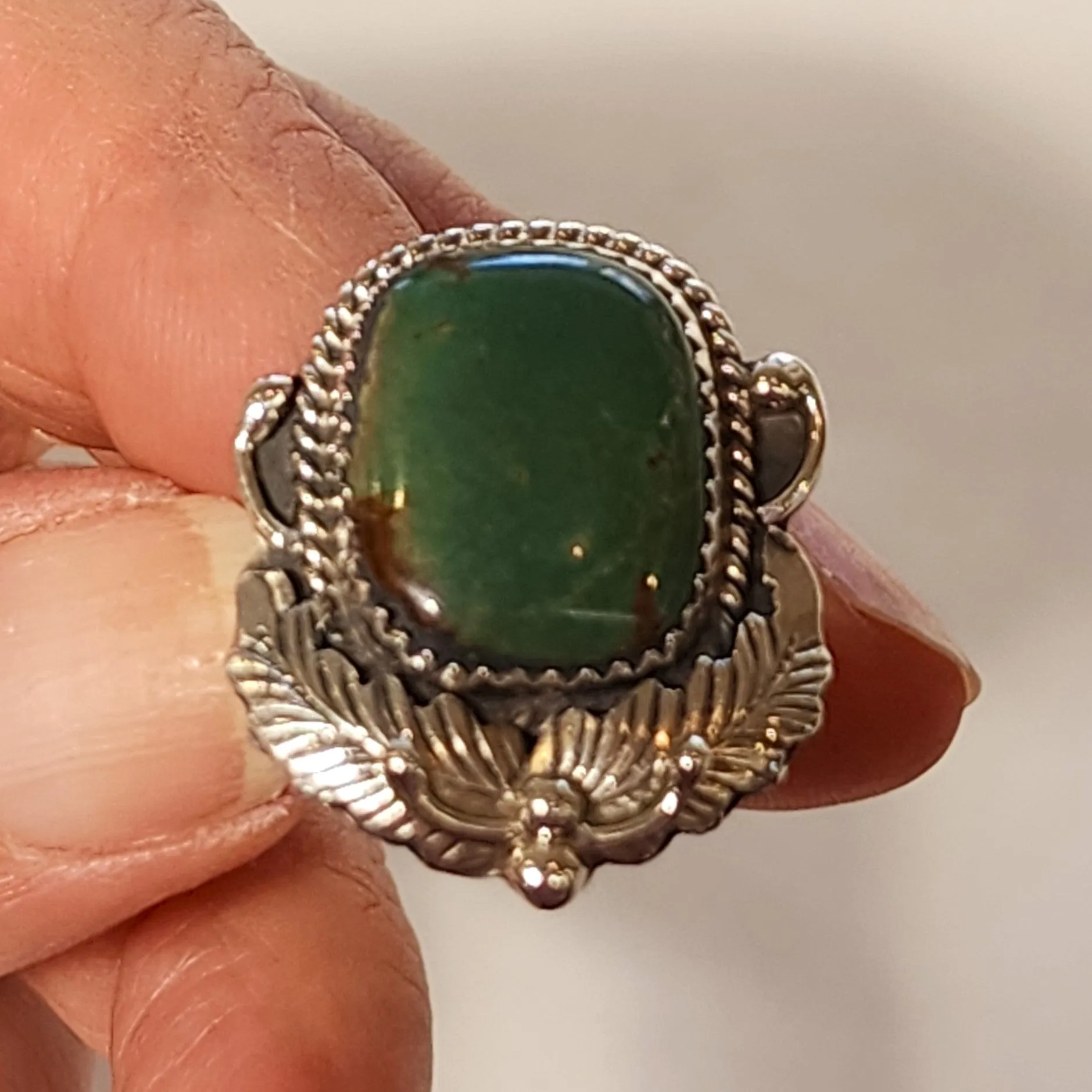Navajo Green Turquoise Ring - Size 8