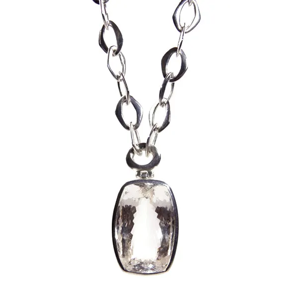 Necklace - Pendant & Handmade Link Chain Crystal Quartz Sterling Silver