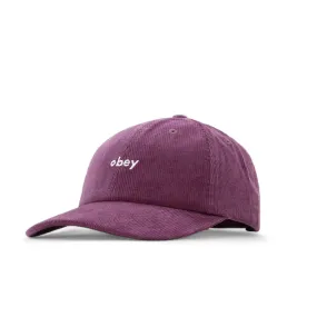 Obey Lowercase Corduroy 6 Panel Strapback Cap - Plum Perfect